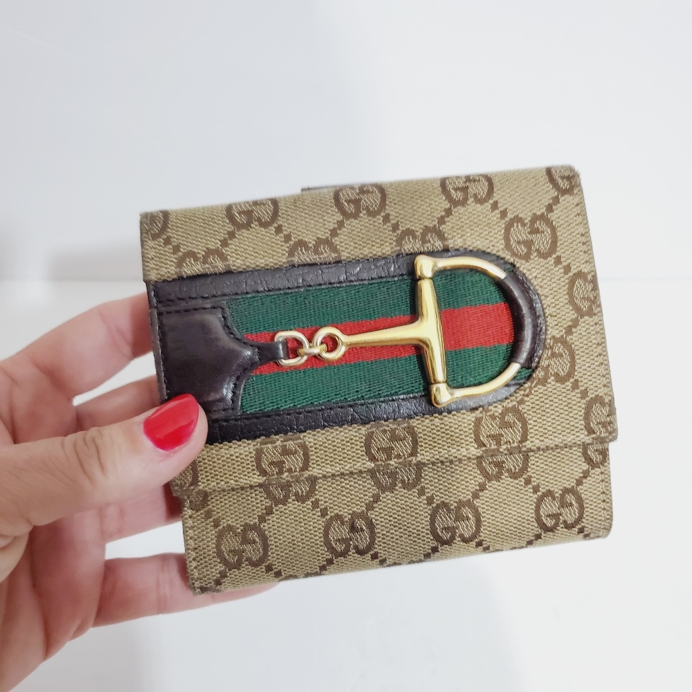 GUCCI Auth #138039 web horsebit GG monogram wallet